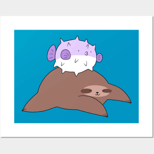 Sloth and Puffer Fish Posters and Art